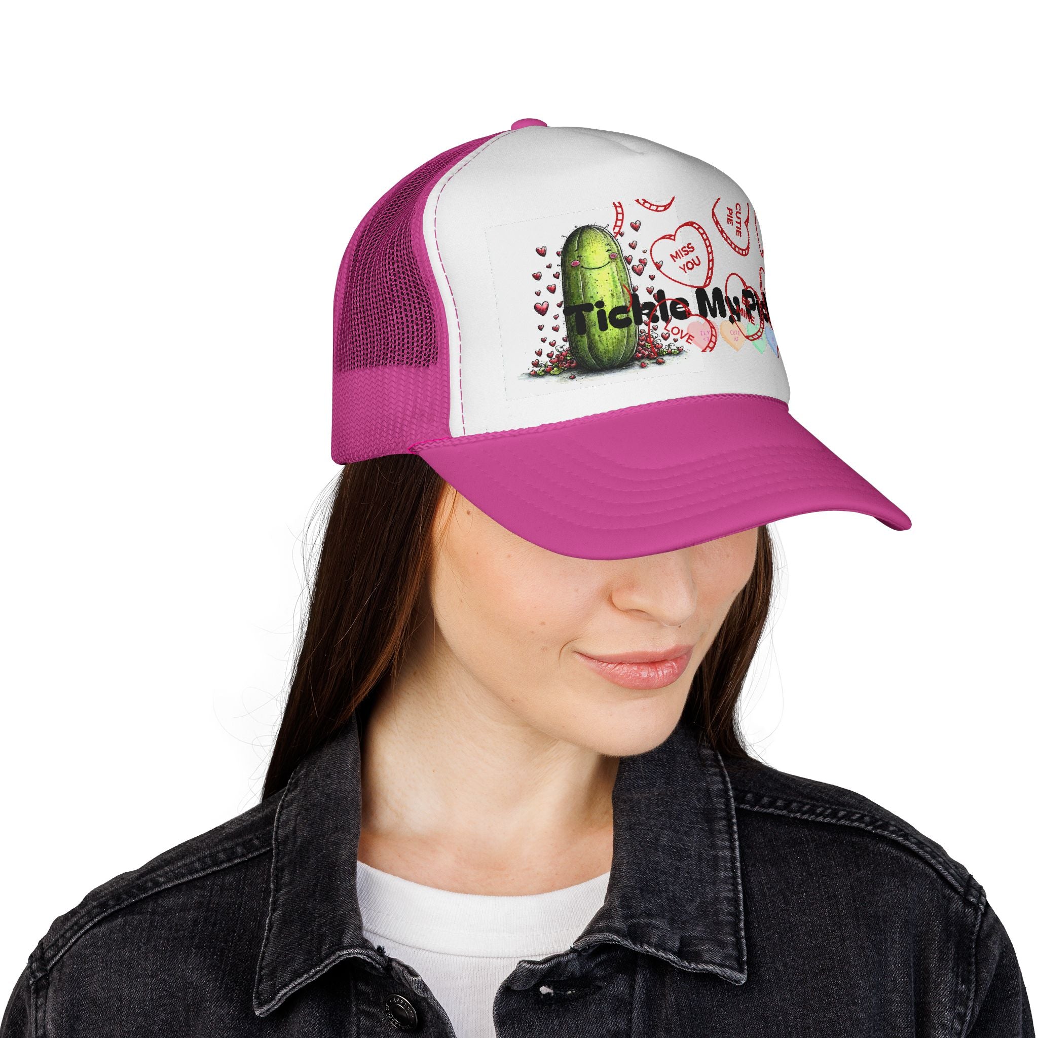 Keep The Secret Trucker Cap — Retro Pink Text Mesh Hat