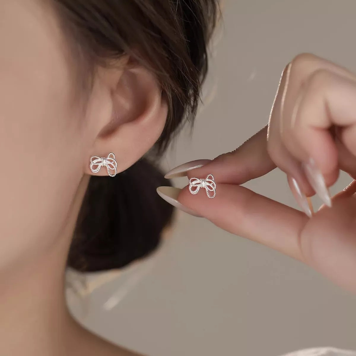 925 Sterling Silver Bow Knot Stud Earrings