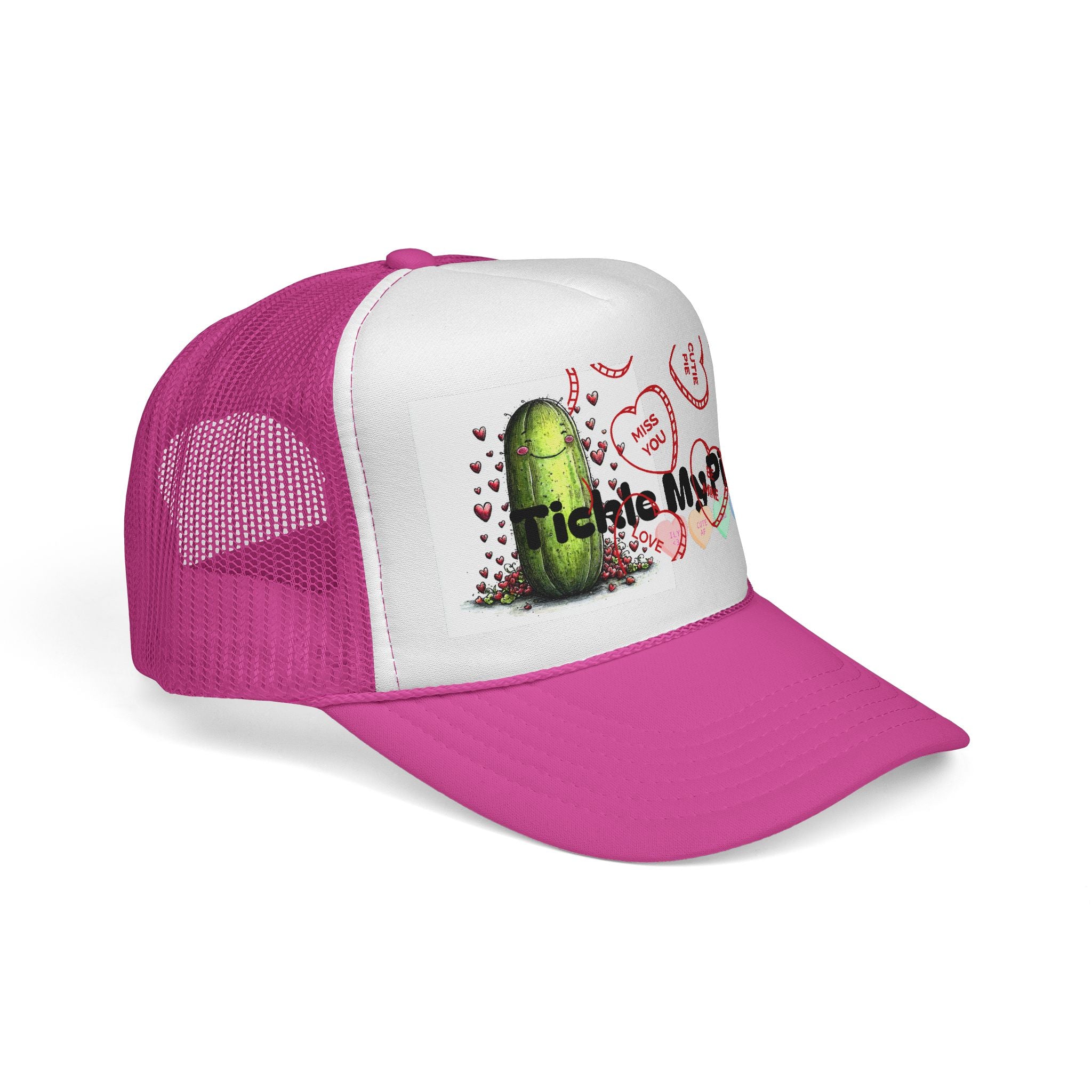 Keep The Secret Trucker Cap — Retro Pink Text Mesh Hat