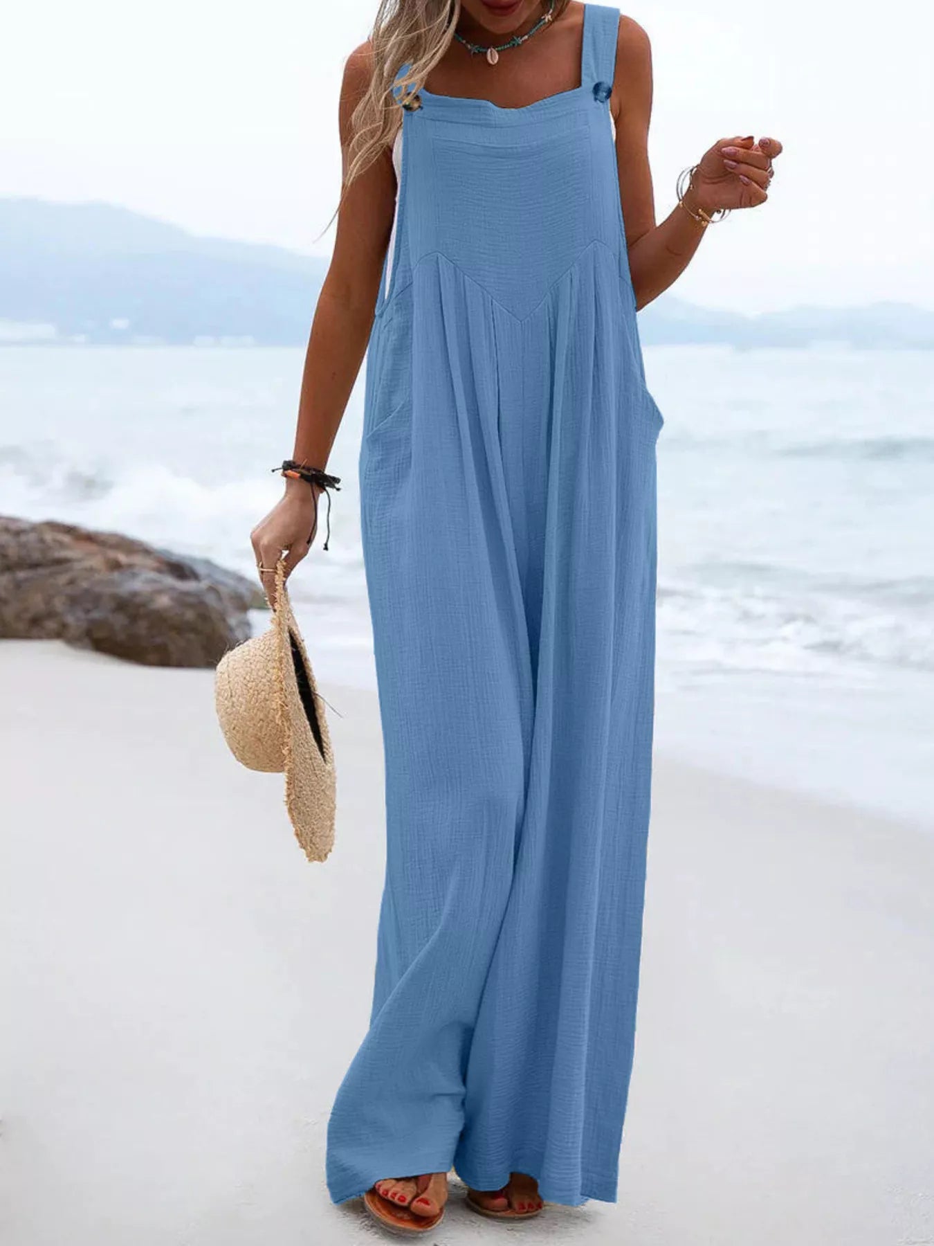 Full Size Casual Loose Wide Leg Overalls Plus Size