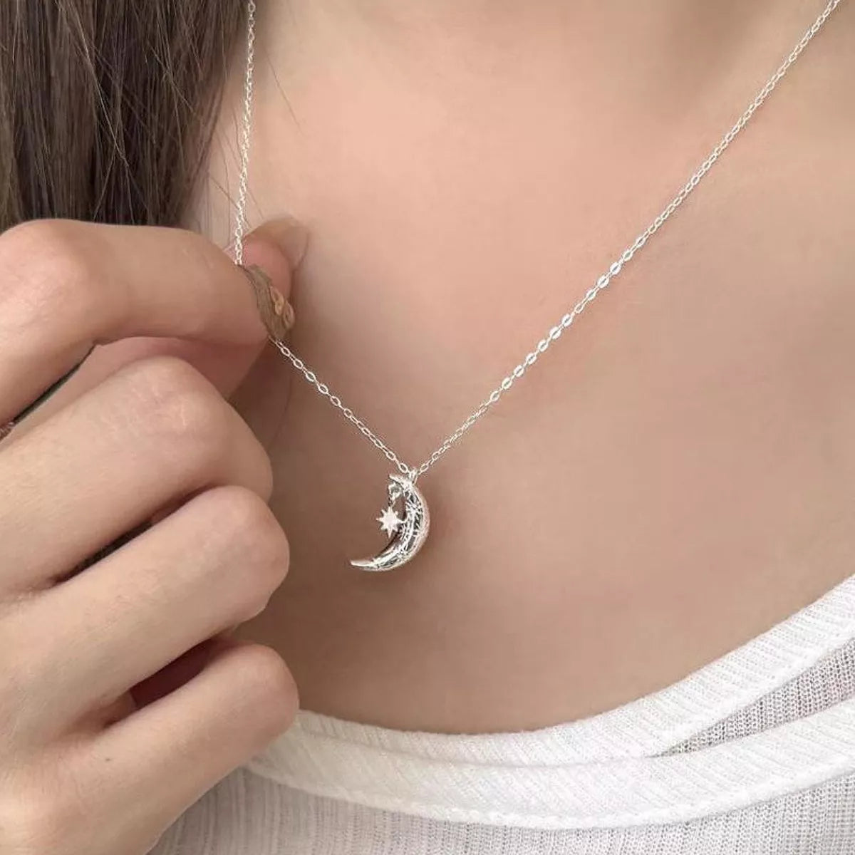925 Sterling Silver Star Moon Necklace