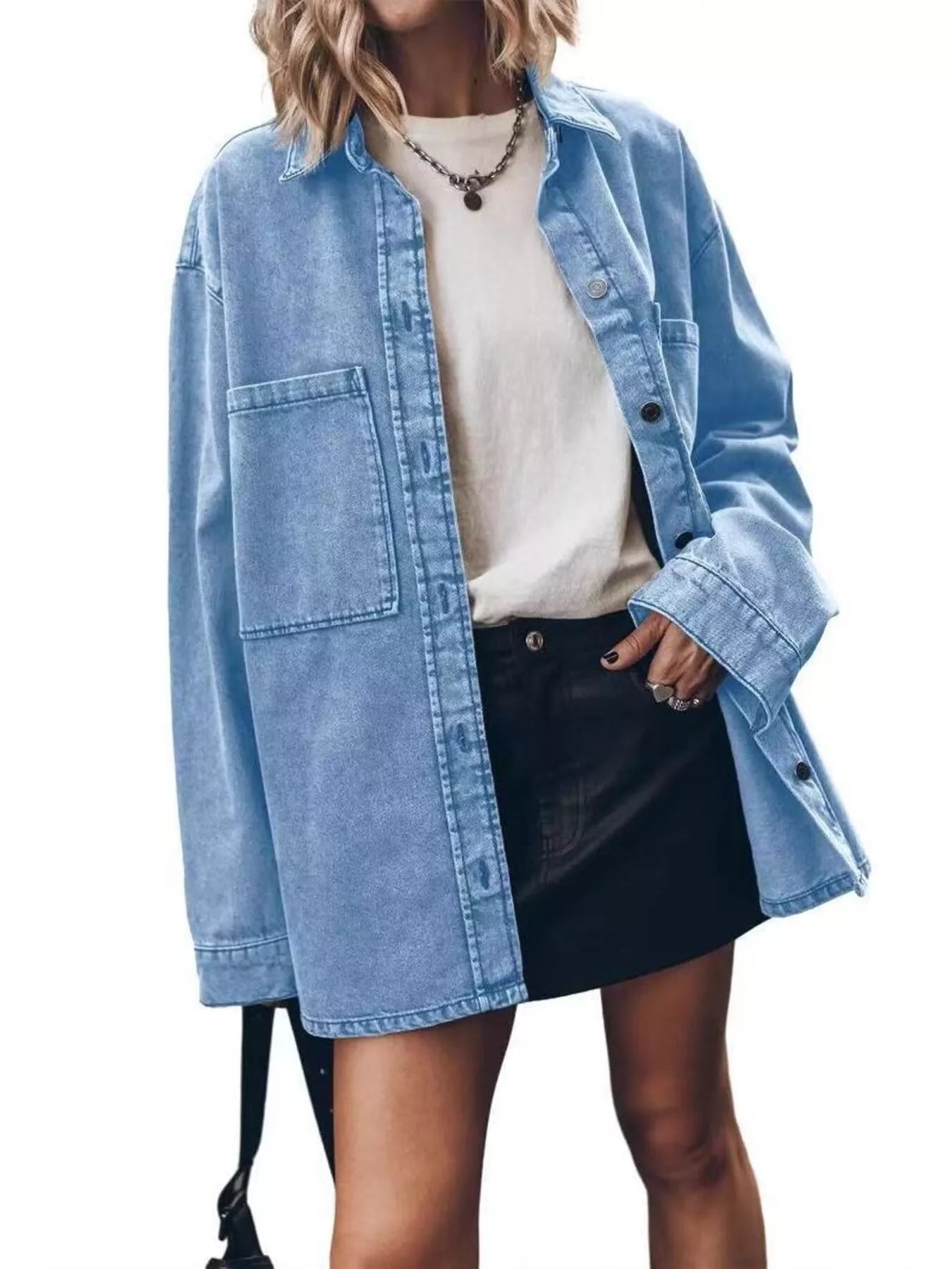 Oversized Button Up Denim Shirt